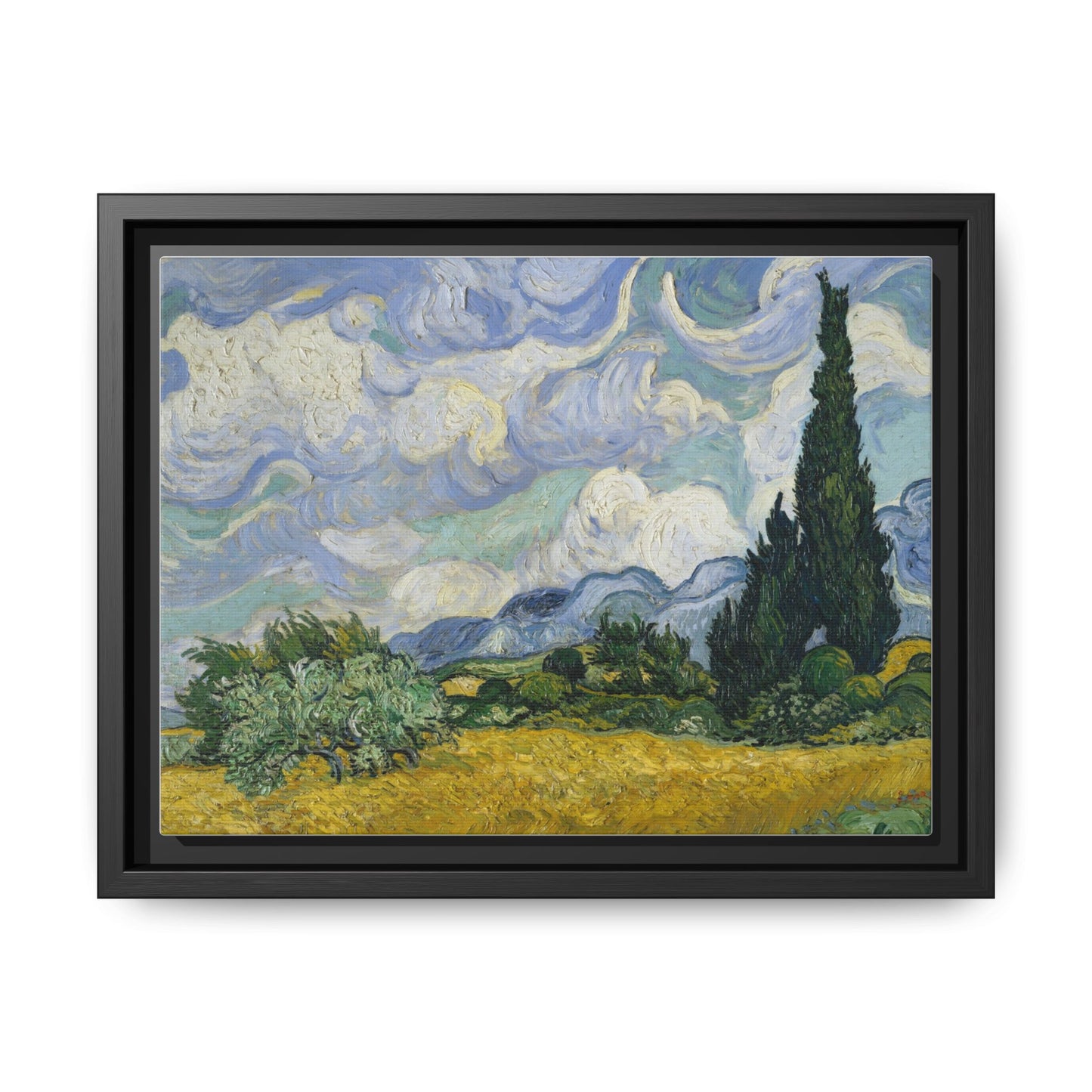 Van Gogh - Wheat Field with Cypresses - Museum Collection - Framed Canvas Print