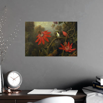 Hummingbird in Lush Tropical Landscape - Museum Collection - Fine Art Poster