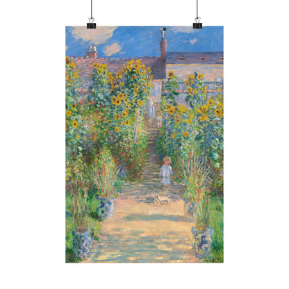 Monet - Garden at Vétheuil Sunflower Fine Art Print