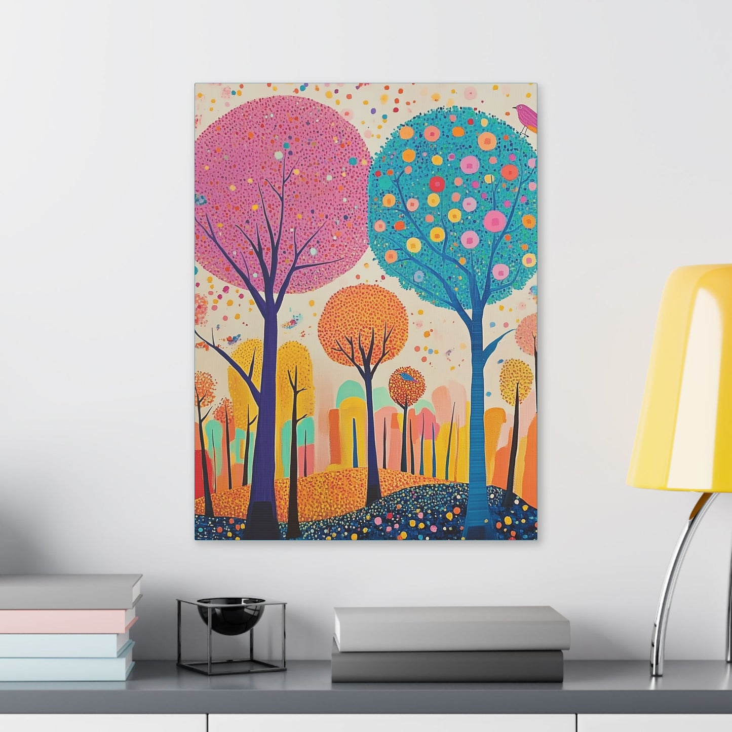 Happy Polka Dot Trees - Delight in Nature Series - Fine Art Print on Canvas