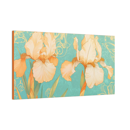 Iris Flowers on Turquois - Stretched Canvas
