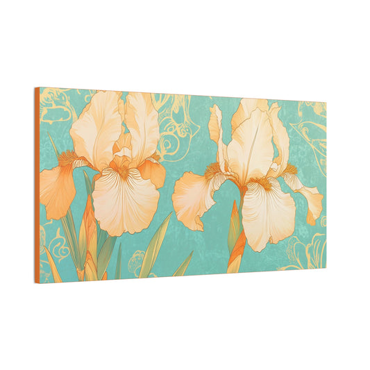Iris Flowers on Turquois - Stretched Canvas