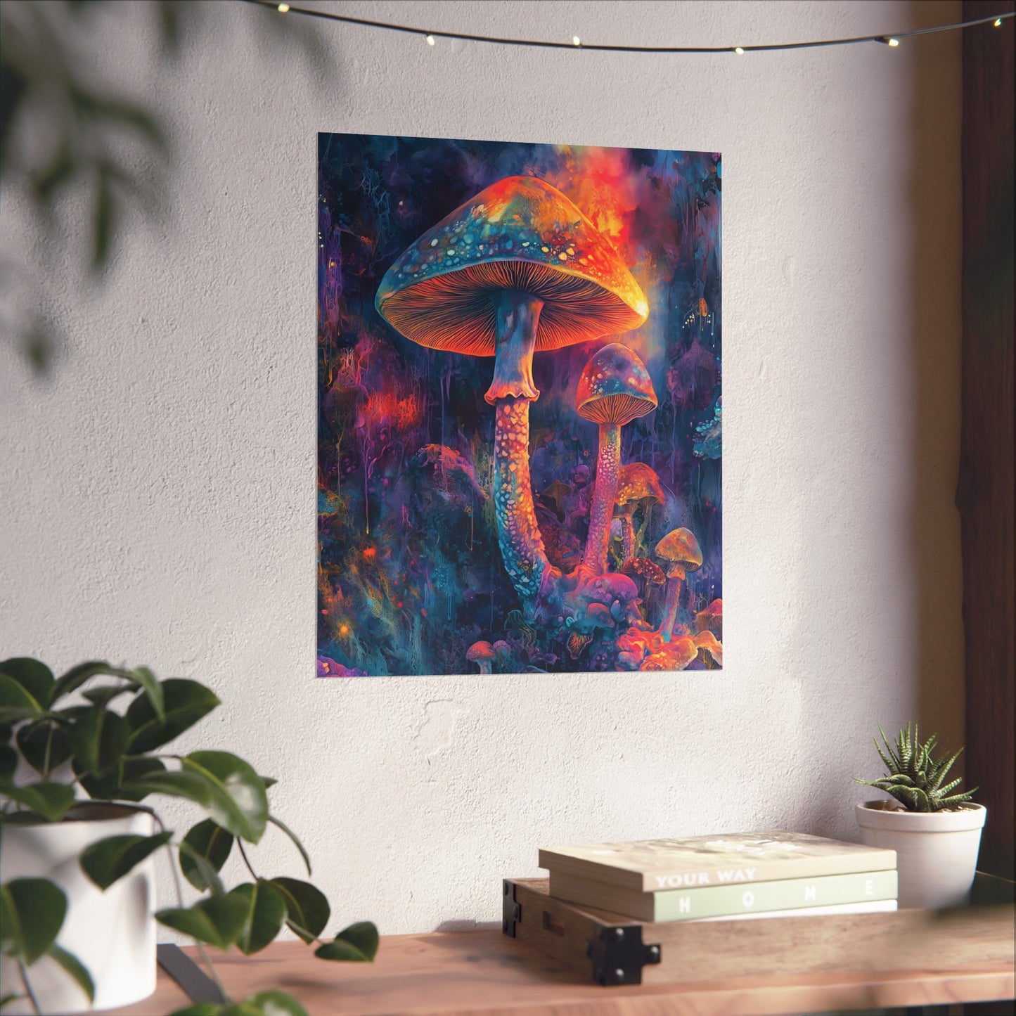 Trippy Mushrooms Poster - Psychedelic Wall Art - Vibrant Fine Art Print - Bedroom Posters - Home Décor