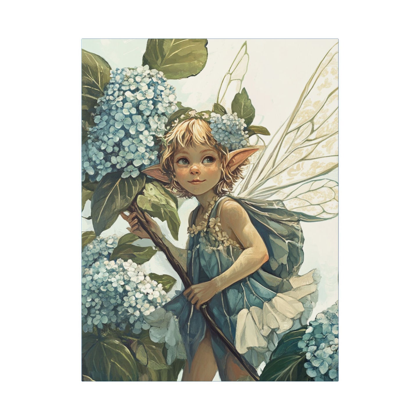 Blue Hydrangea - Flowers & Fairies Collection - Fine Art Print on Canvas