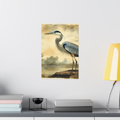 Elegant Blue Heron Coastal Fine Art Print