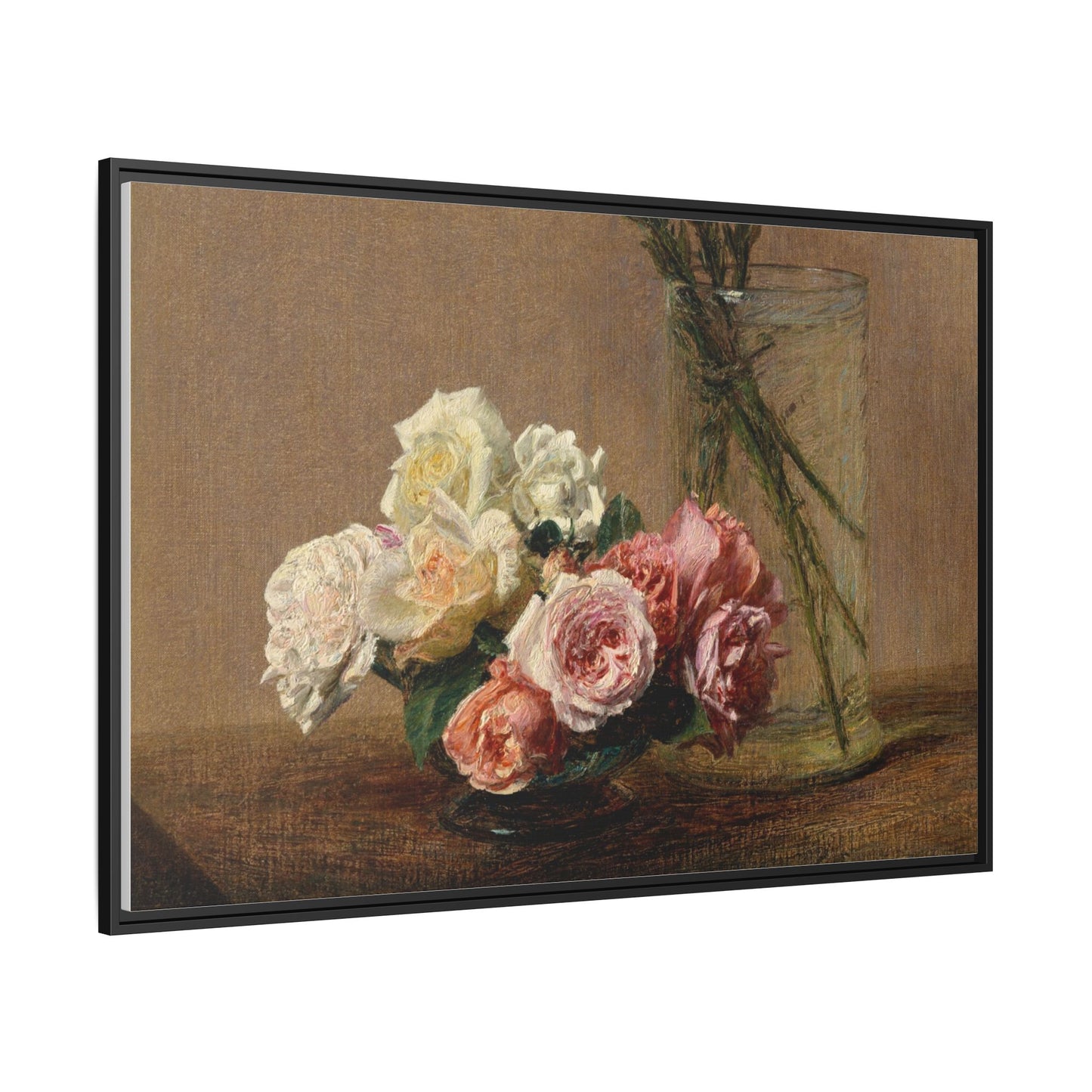 Henri Fantin-Latour : Roses and Lilies (1888) - Giclee Fine Art Print - Museum Collection Framed Canvas Print