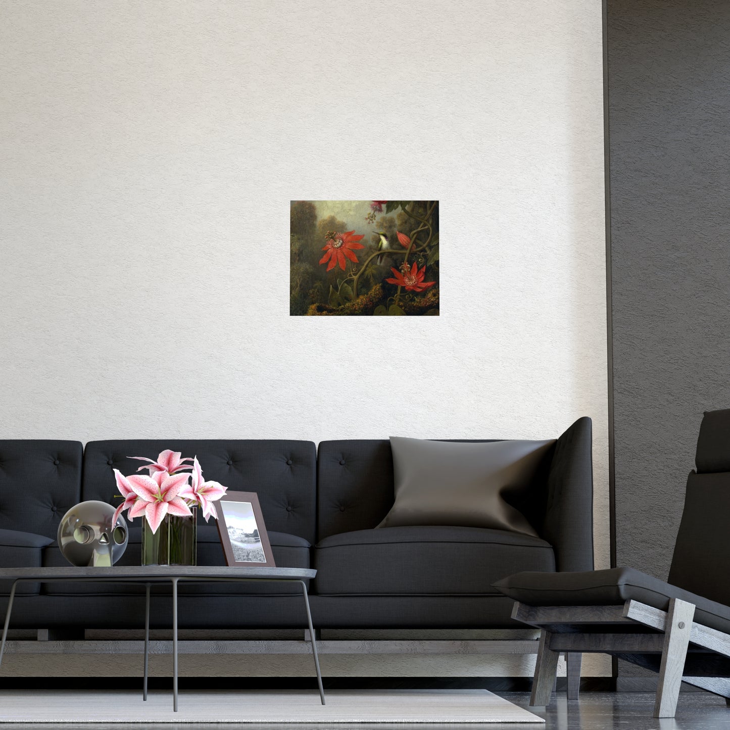 Hummingbird in Lush Tropical Landscape - Museum Collection - Fine Art Poster