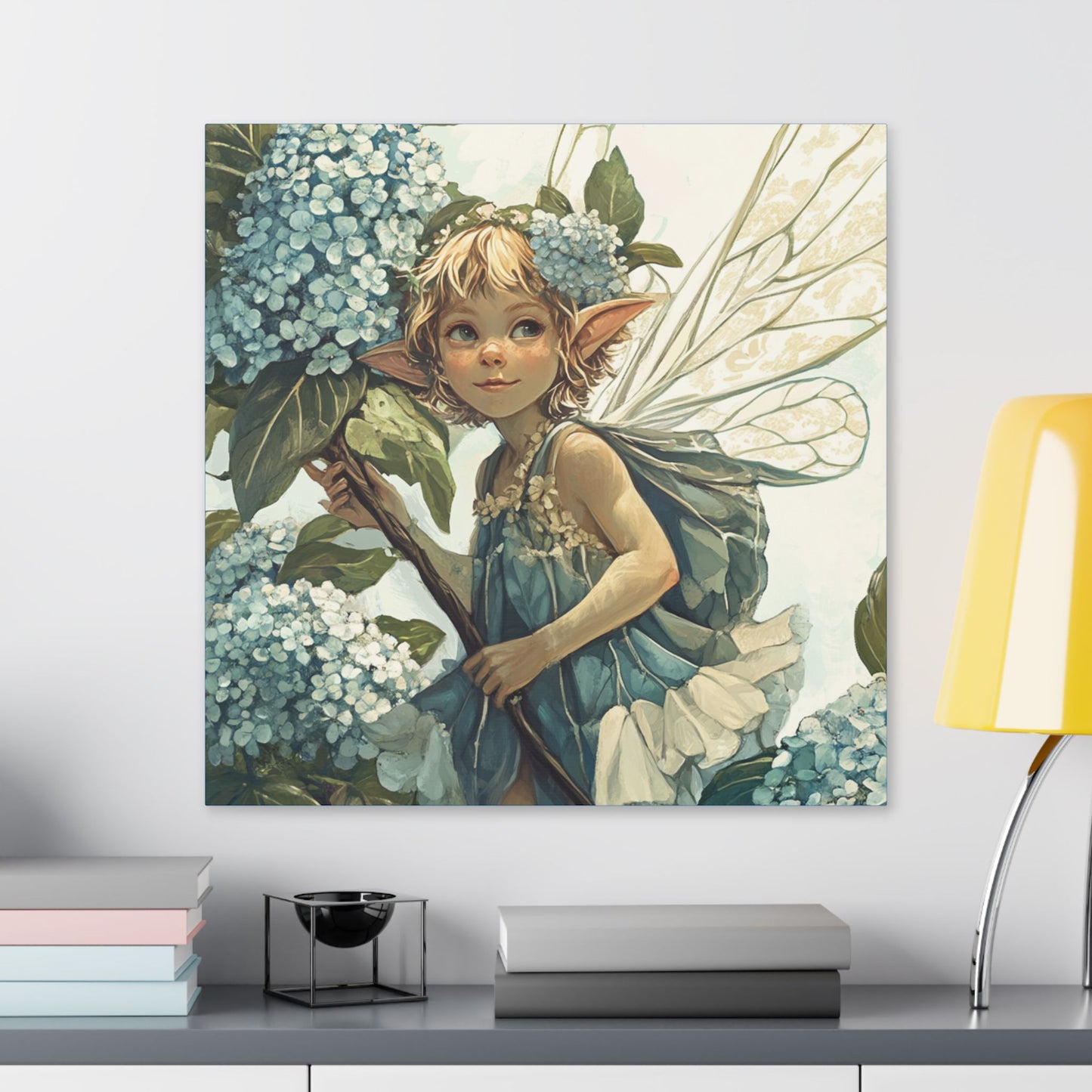 Blue Hydrangea - Flowers & Fairies Collection - Fine Art Print on Canvas