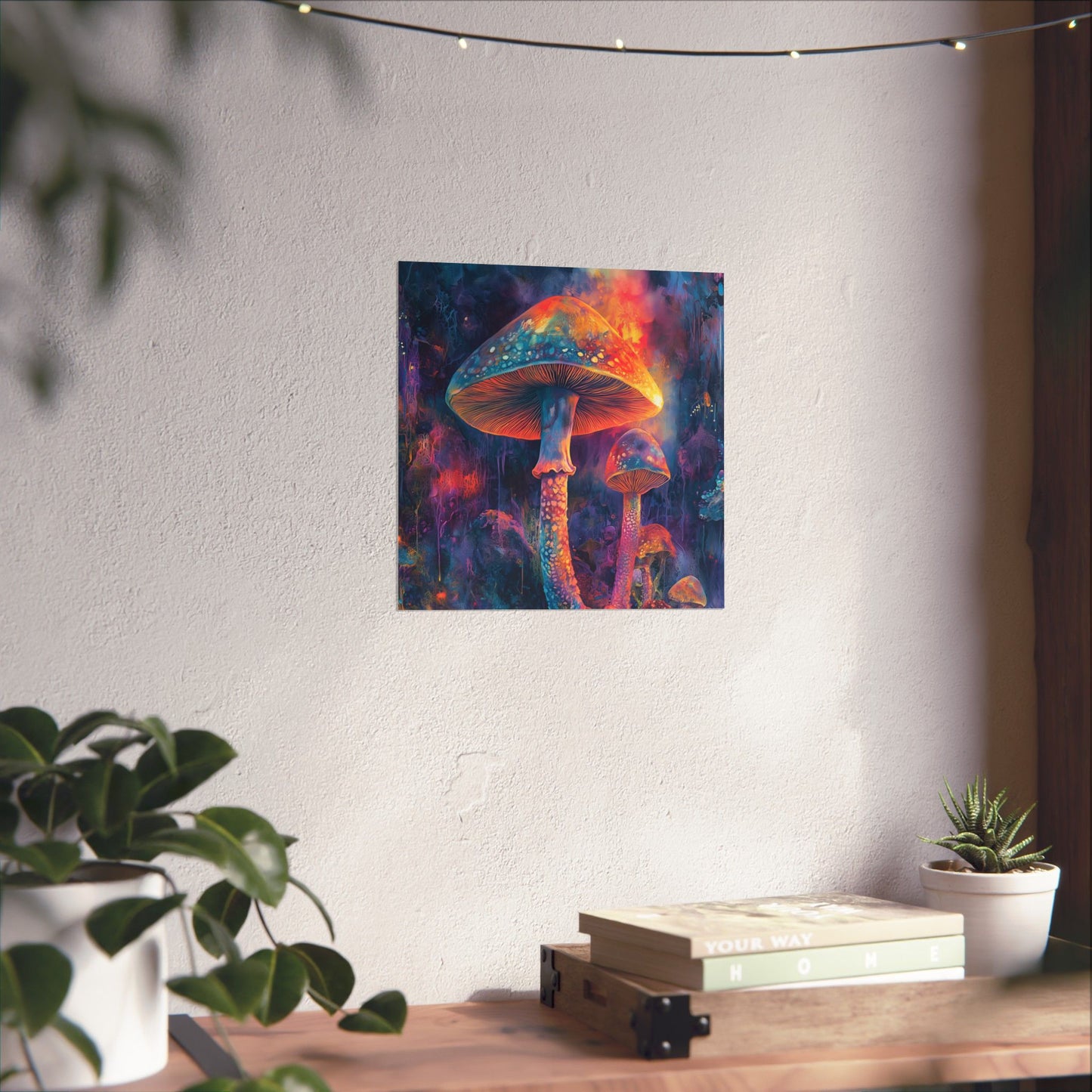 Trippy Mushrooms Poster - Psychedelic Wall Art - Vibrant Fine Art Print - Bedroom Posters - Home Décor
