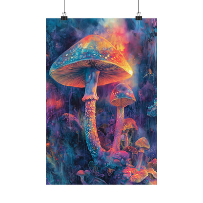 Trippy Mushrooms Poster - Psychedelic Wall Art - Vibrant Fine Art Print - Bedroom Posters - Home Décor