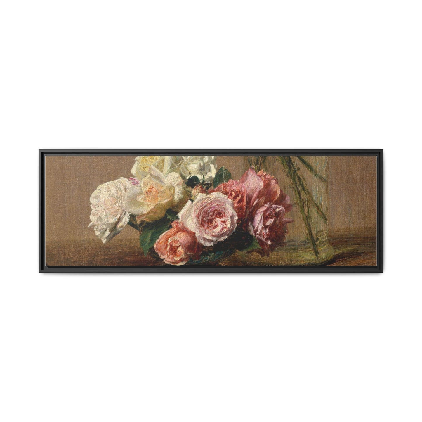 Henri Fantin-Latour : Roses and Lilies (1888) - Giclee Fine Art Print - Museum Collection Framed Canvas Print