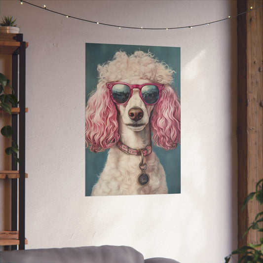 Poodle with Pink Sunglasses - Fine Art Print Poster - Whimsical Animals Series - Wall Art for Dog Lovers