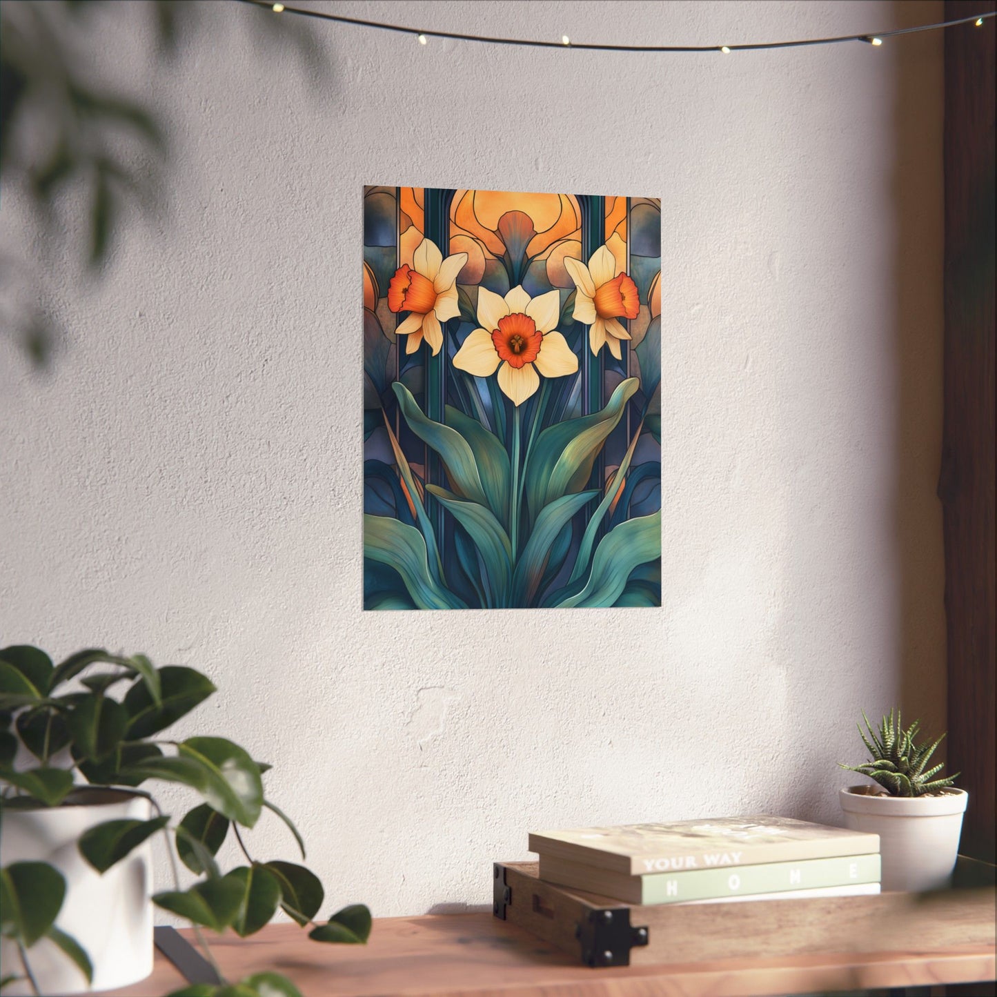 Elegant Daffodil Floral Fine Art Print - Matte Vertical Poster - Daffodil Art Print for Home Décor