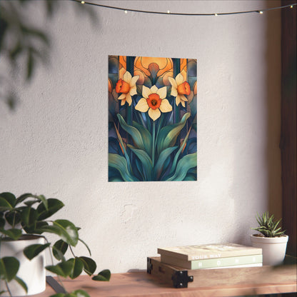 Elegant Daffodil Floral Fine Art Print - Matte Vertical Poster - Daffodil Art Print for Home Décor
