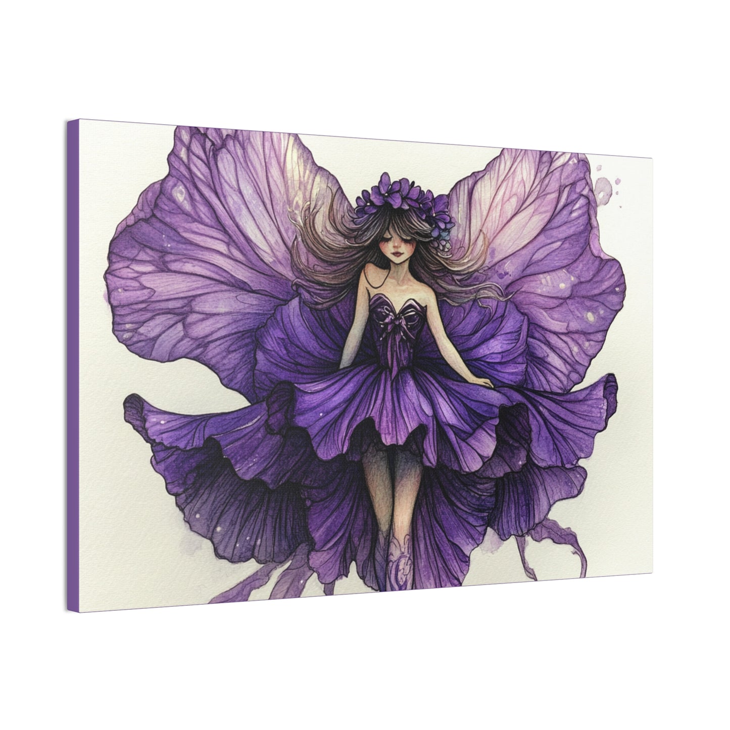 A Violet Affair - Fairies & Flowers Collection - Wall Art - on Canvas