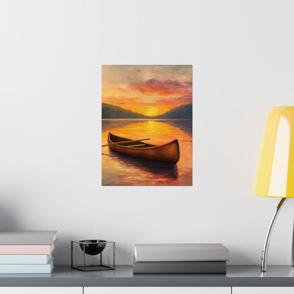 Summer Sunset Canoe on Lake Fine Art Print