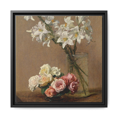 Henri Fantin-Latour : Roses and Lilies (1888) - Giclee Fine Art Print - Museum Collection Framed Canvas Print