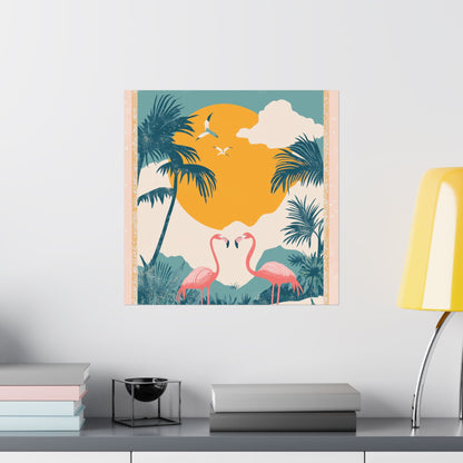 Welcome to Miami - Tropical Flamingo Poster - Boho Wall Art - Bohemian Art Prints - Home Décor
