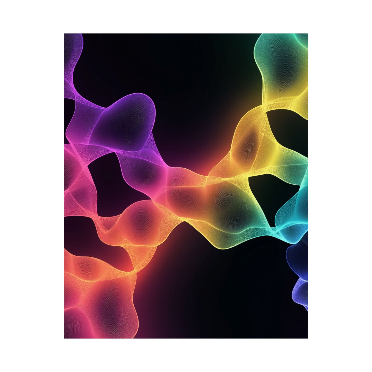 Vibrant Spectrum Abstract Poster - Colorful Wavelengths Energetic Art Print - Black Light Art - Spectrum of Light Wall Art