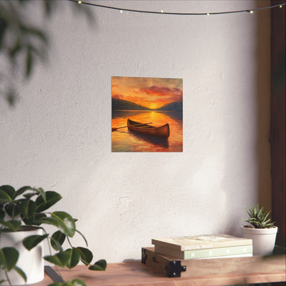 Summer Sunset Canoe on Lake Fine Art Print