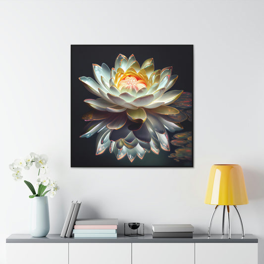 Iridescent White Lotus Floating on Water - Fine Art Print - Canvas Gallery Wraps