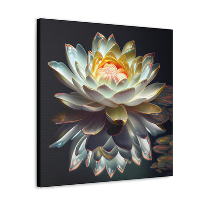Iridescent White Lotus Floating on Water - Fine Art Print - Canvas Gallery Wraps