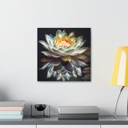 Iridescent White Lotus Floating on Water - Fine Art Print - Canvas Gallery Wraps