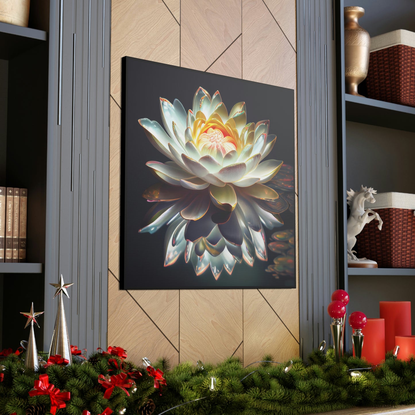 Iridescent White Lotus Floating on Water - Fine Art Print - Canvas Gallery Wraps