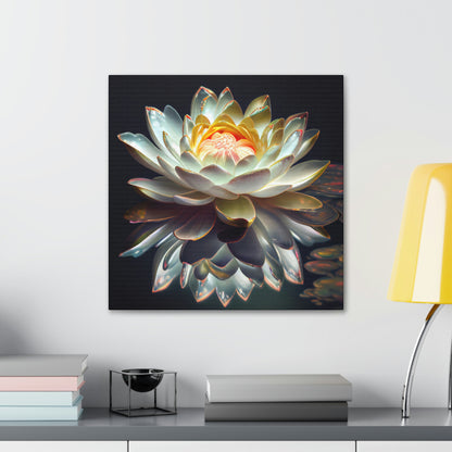 Iridescent White Lotus Floating on Water - Fine Art Print - Canvas Gallery Wraps