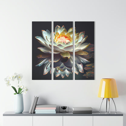 Iridescent Lotus Floating on Water - Acrylic Prints (Triptych)