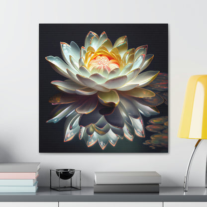 Iridescent White Lotus Floating on Water - Fine Art Print - Canvas Gallery Wraps
