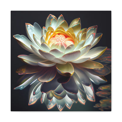 Iridescent White Lotus Floating on Water - Fine Art Print - Canvas Gallery Wraps