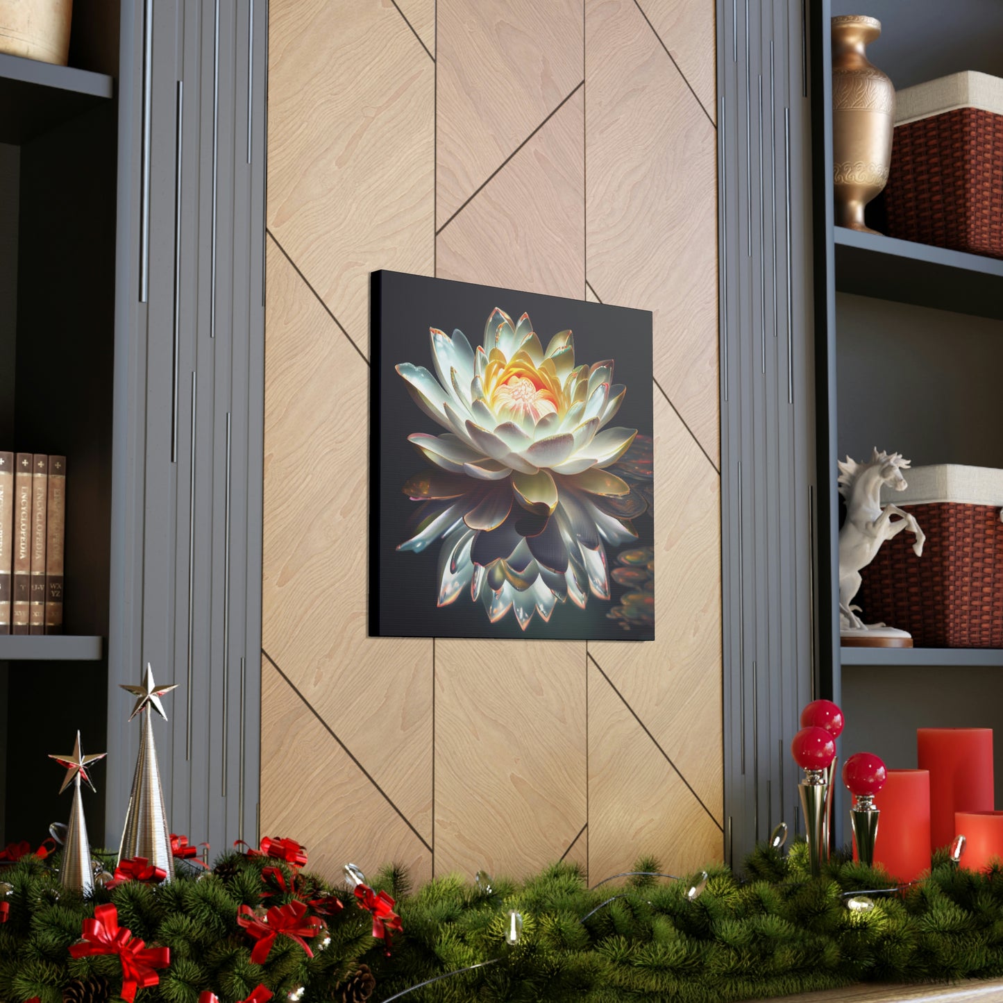 Iridescent White Lotus Floating on Water - Fine Art Print - Canvas Gallery Wraps