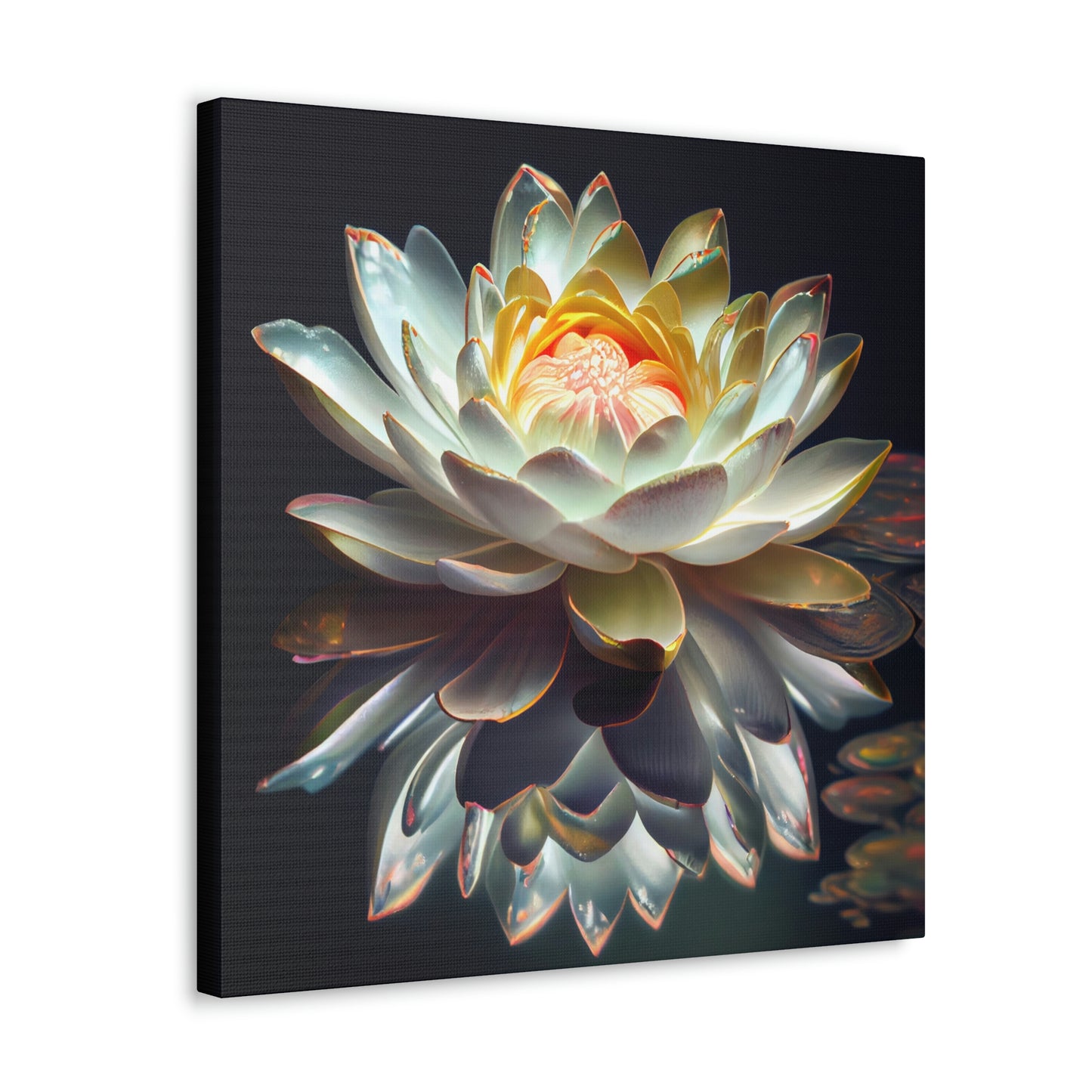 Iridescent White Lotus Floating on Water - Fine Art Print - Canvas Gallery Wraps