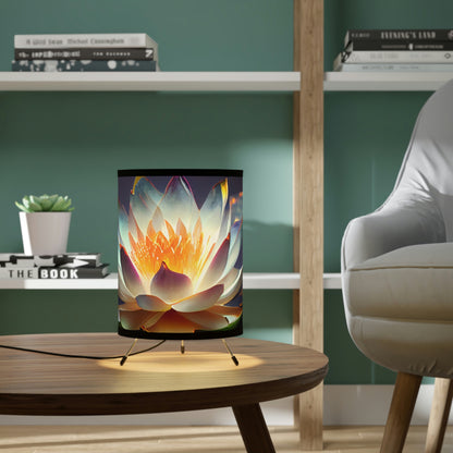 Mystic Lotus - Minimalist Tripod Lamp - Custom Print