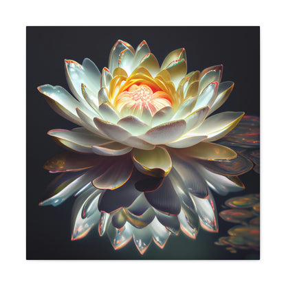 Iridescent White Lotus Floating on Water - Fine Art Print - Canvas Gallery Wraps