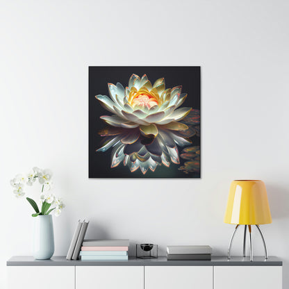 Iridescent White Lotus Floating on Water - Fine Art Print - Canvas Gallery Wraps