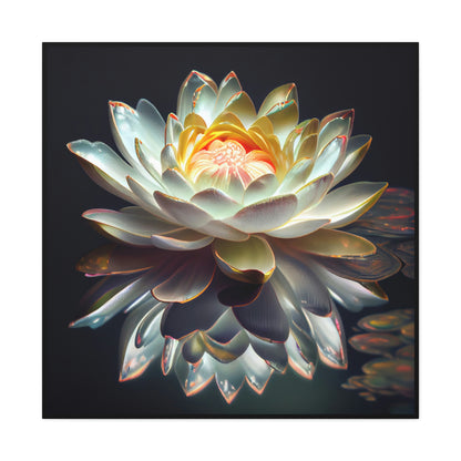 Iridescent White Lotus Floating on Water - Fine Art Print - Canvas Gallery Wraps