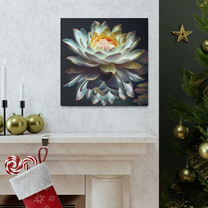 Iridescent White Lotus Floating on Water - Fine Art Print - Canvas Gallery Wraps