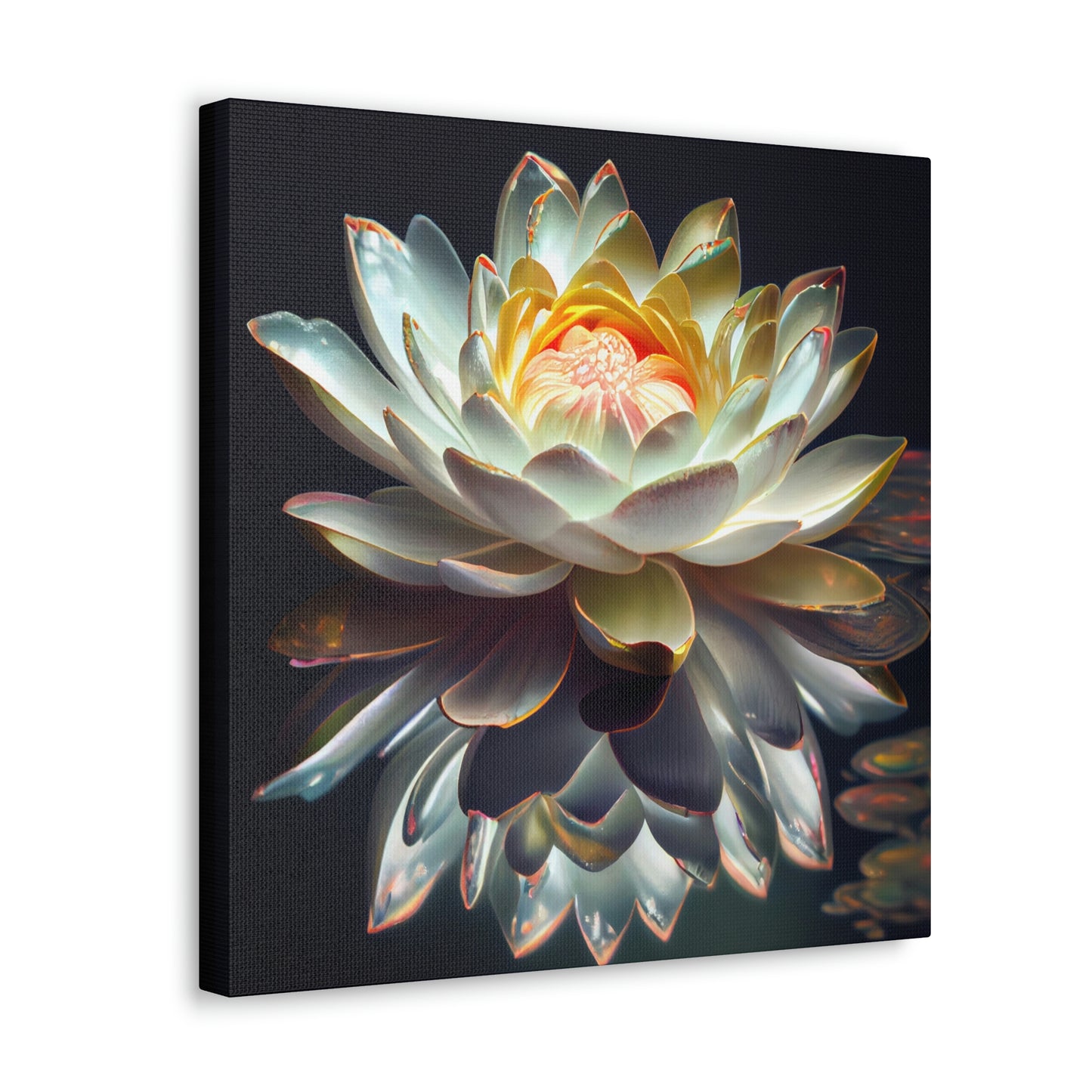 Iridescent White Lotus Floating on Water - Fine Art Print - Canvas Gallery Wraps