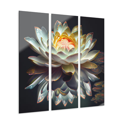 Iridescent Lotus Floating on Water - Acrylic Prints (Triptych)