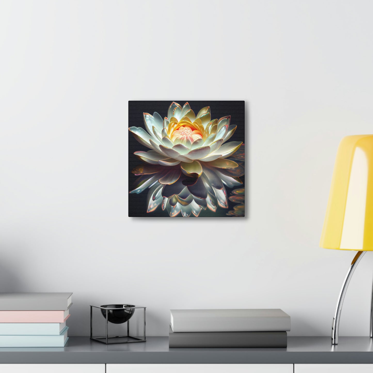 Iridescent White Lotus Floating on Water - Fine Art Print - Canvas Gallery Wraps