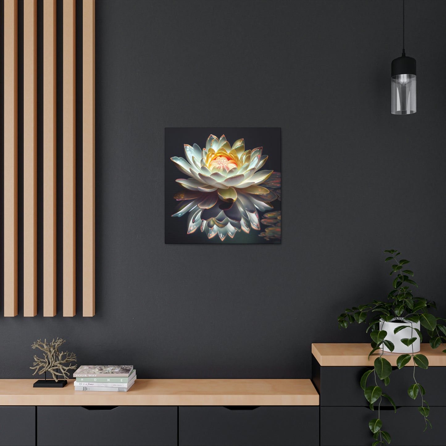 Iridescent White Lotus Floating on Water - Fine Art Print - Canvas Gallery Wraps