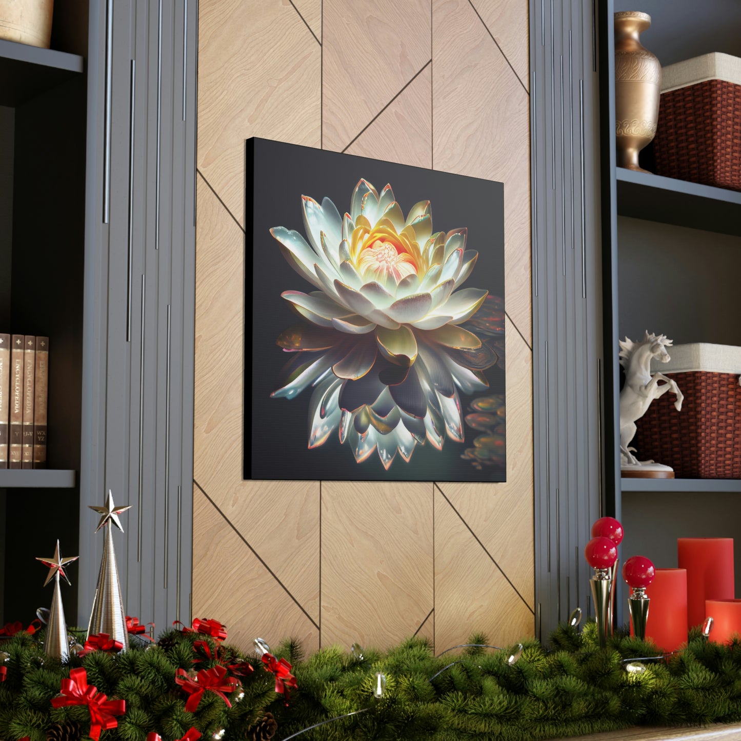 Iridescent White Lotus Floating on Water - Fine Art Print - Canvas Gallery Wraps
