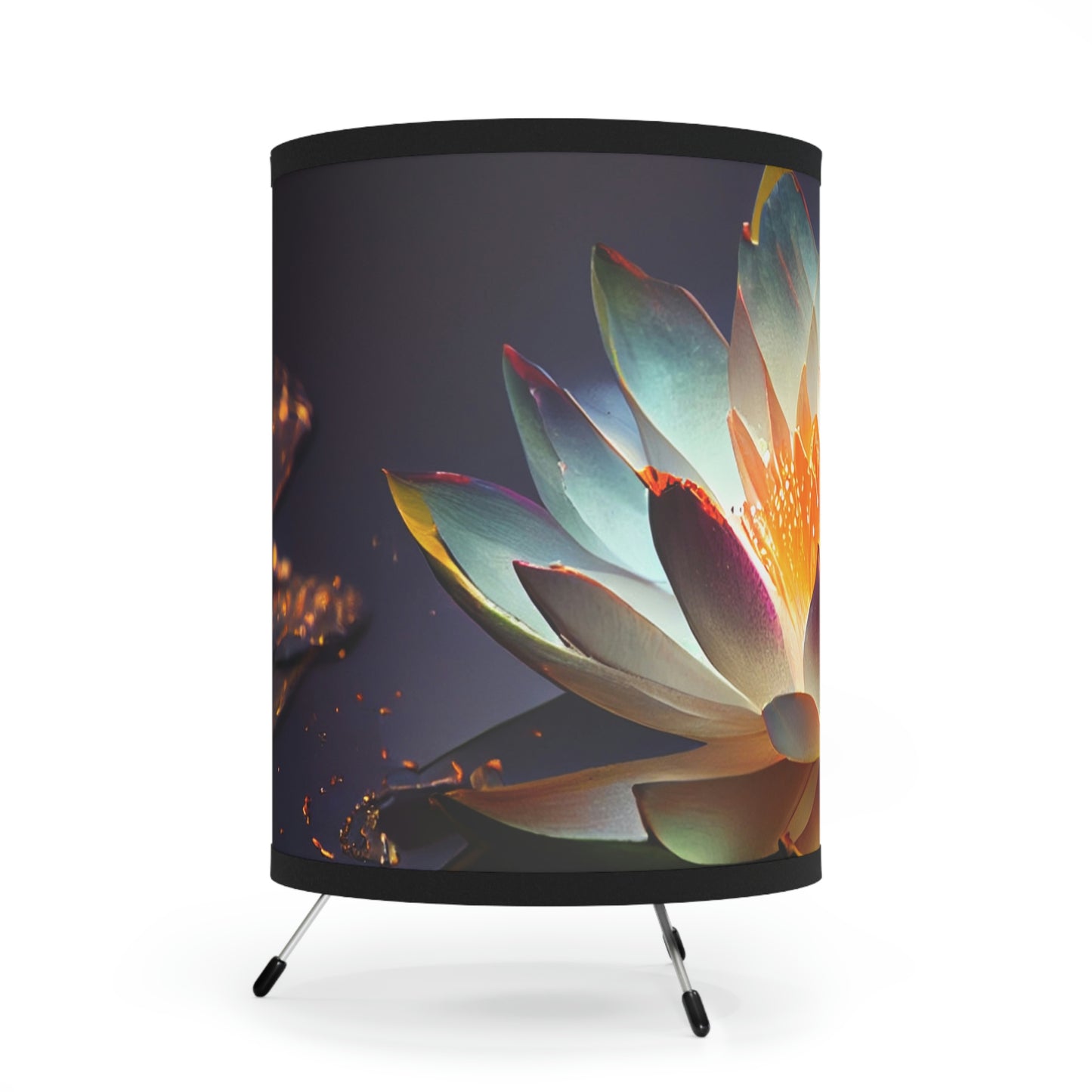 Mystic Lotus - Minimalist Tripod Lamp - Custom Print