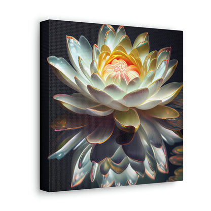 Iridescent White Lotus Floating on Water - Fine Art Print - Canvas Gallery Wraps