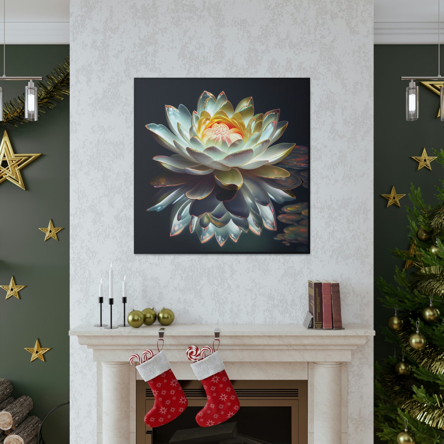 Iridescent White Lotus Floating on Water - Fine Art Print - Canvas Gallery Wraps