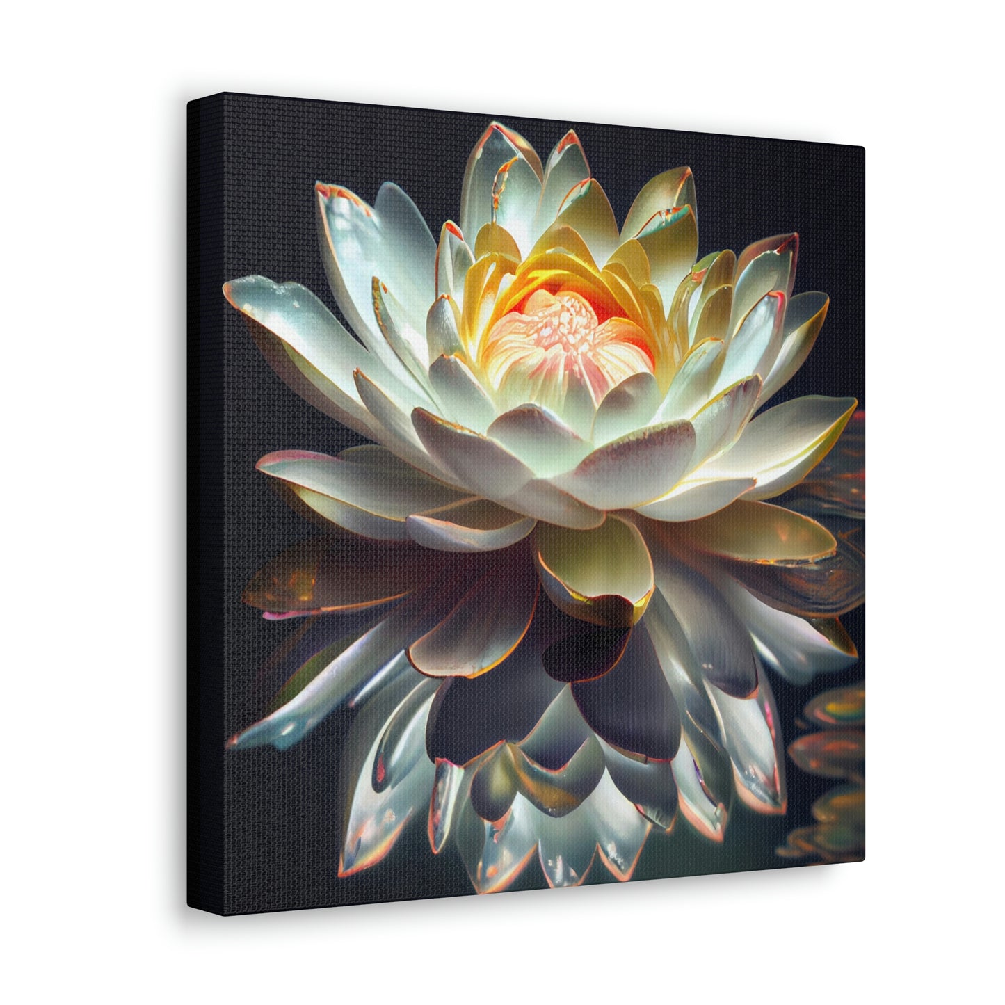 Iridescent White Lotus Floating on Water - Fine Art Print - Canvas Gallery Wraps