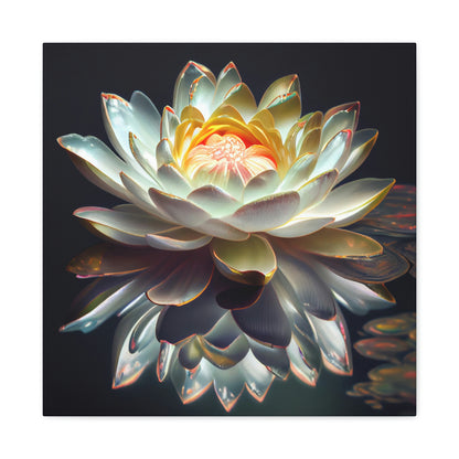 Iridescent White Lotus Floating on Water - Fine Art Print - Canvas Gallery Wraps