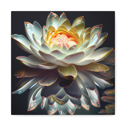 Iridescent White Lotus Floating on Water - Fine Art Print - Canvas Gallery Wraps